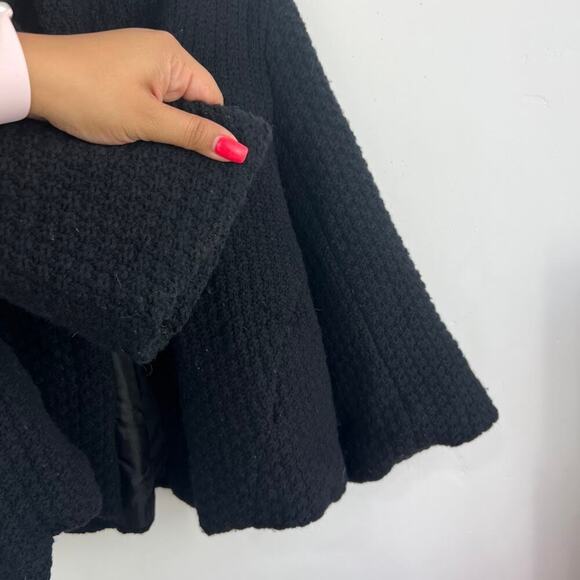 FREE PEOPLE BLACK WAFFLE WEAVE CROPPED LAMBSWOOL JACKET womens size large - Picture 4 of 7